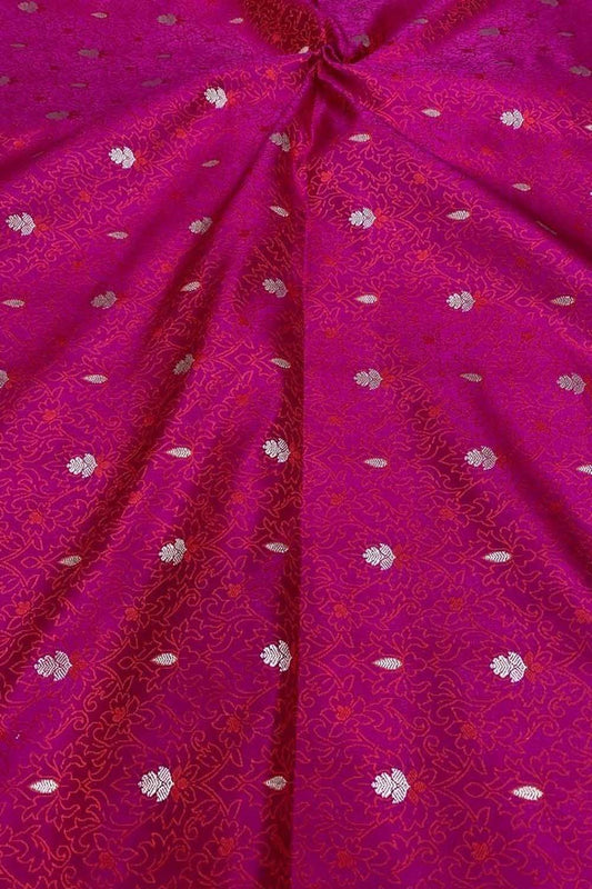 Beautiful Pink Banarasi Tanchui Silk Fabric ( 1 Mtr ) - Luxurion World