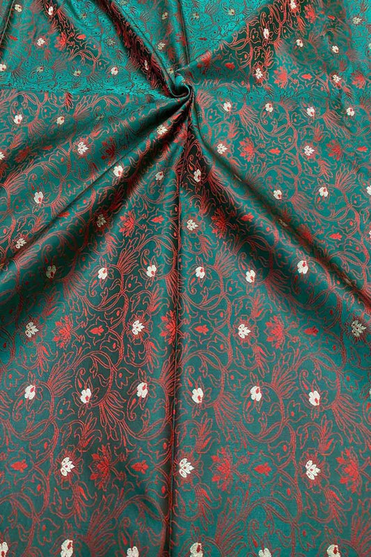 Exquisite Green Banarasi Tanchui Silk Fabric ( 1 Mtr ) - Luxurion World