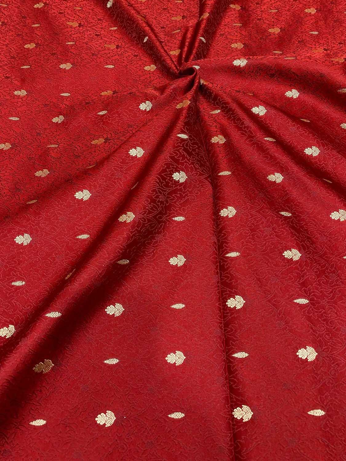 Luxurious Red Banarasi Tanchui Silk Fabric ( 1 Mtr ) - Luxurion World