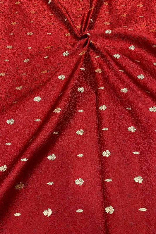 Luxurious Red Banarasi Tanchui Silk Fabric ( 1 Mtr ) - Luxurion World