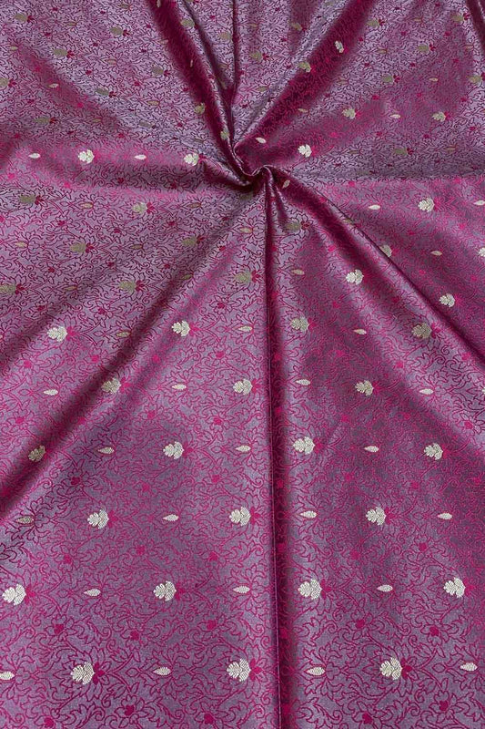 Elegant Purple Banarasi Tanchui Silk Fabric ( 1 Mtr ) - Luxurion World