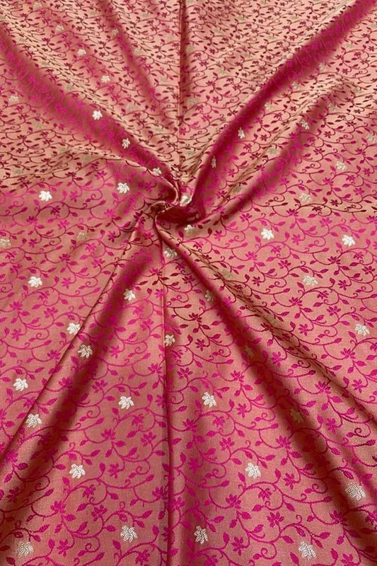 Elegant Pink Banarasi Tanchui Silk Fabric ( 1 Mtr )