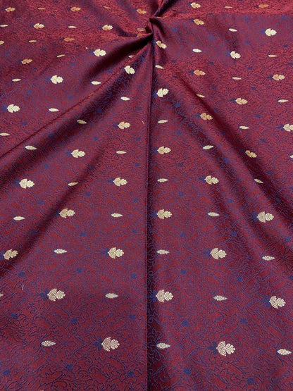 Exquisite Maroon Banarasi Tanchui Silk Fabric ( 1 Mtr ) - Luxurion World