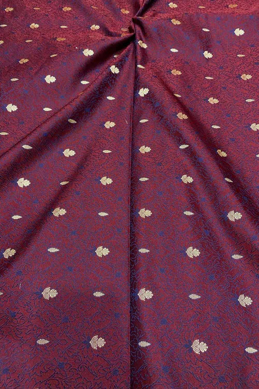 Exquisite Maroon Banarasi Tanchui Silk Fabric ( 1 Mtr ) - Luxurion World