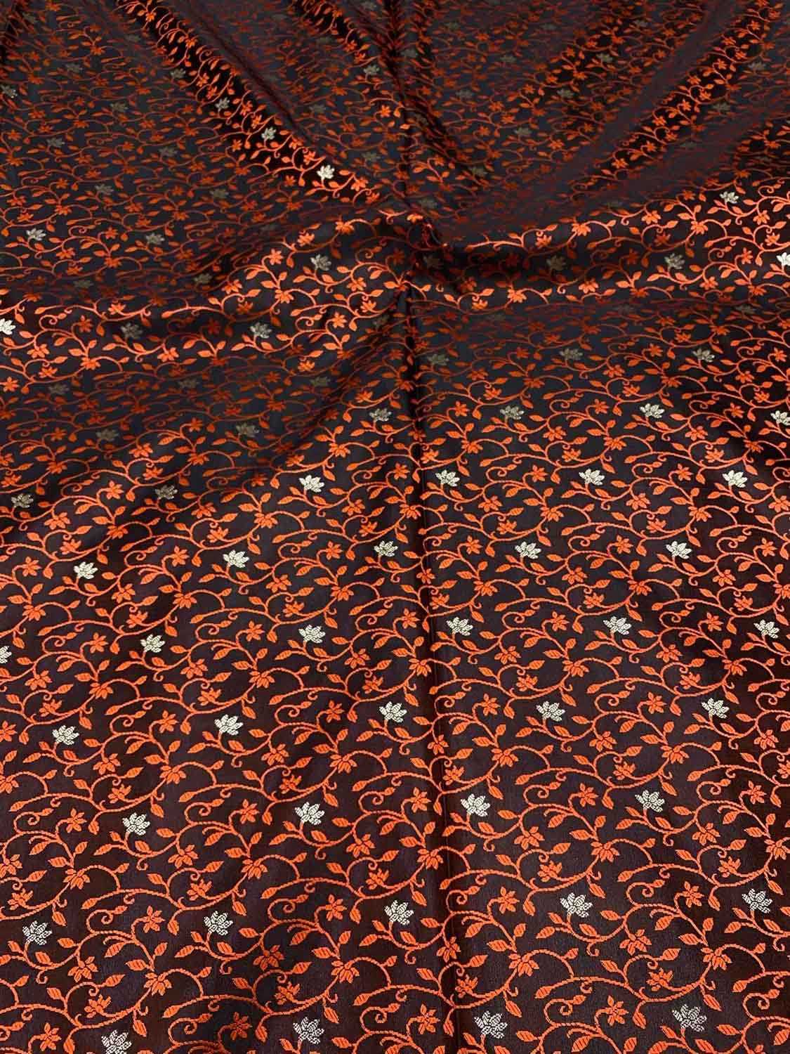 Elegant Black Banarasi Tanchui Silk Fabric ( 1 Mtr ) - Luxurion World