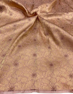 Exquisite Pink Banarasi Meenakari Pure Katan Silk Brocade Fabric ( 5 Mtr ) - Luxurion World