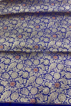 Exquisite Blue Banarasi Meenakari Pure Katan Silk Brocade Fabric ( 5 Mtr ) - Luxurion World