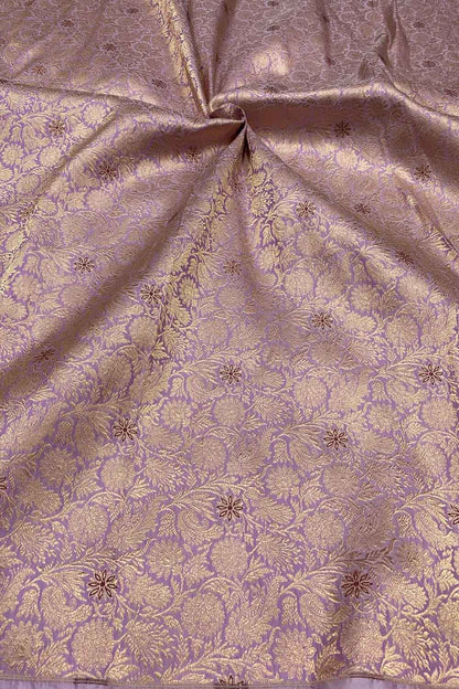 Exquisite Purple Banarasi Meenakari Pure Katan Silk Brocade Fabric ( 5 Mtr ) - Luxurion World