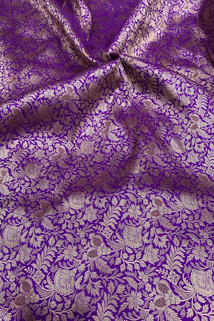Exquisite Purple Banarasi Meenakari Silk Brocade Fabric  ( 5 Mtr ) - Luxurion World