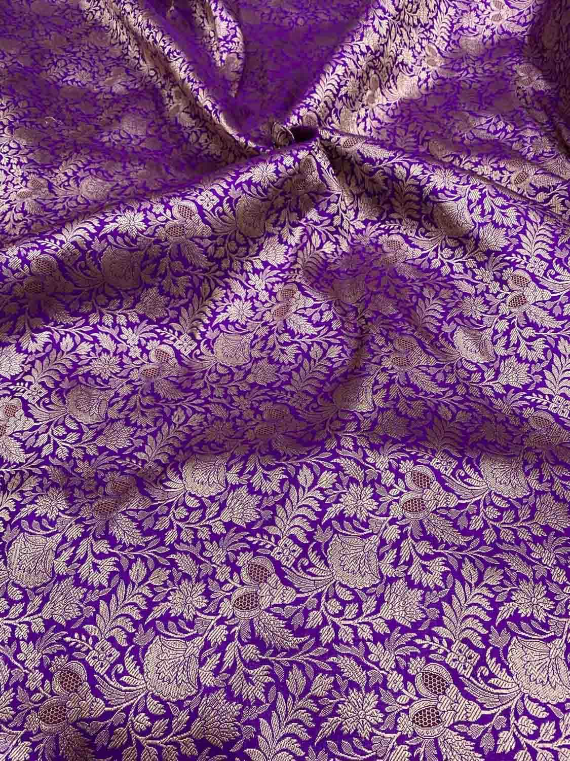 Exquisite Purple Banarasi Meenakari Silk Brocade Fabric  ( 5 Mtr ) - Luxurion World