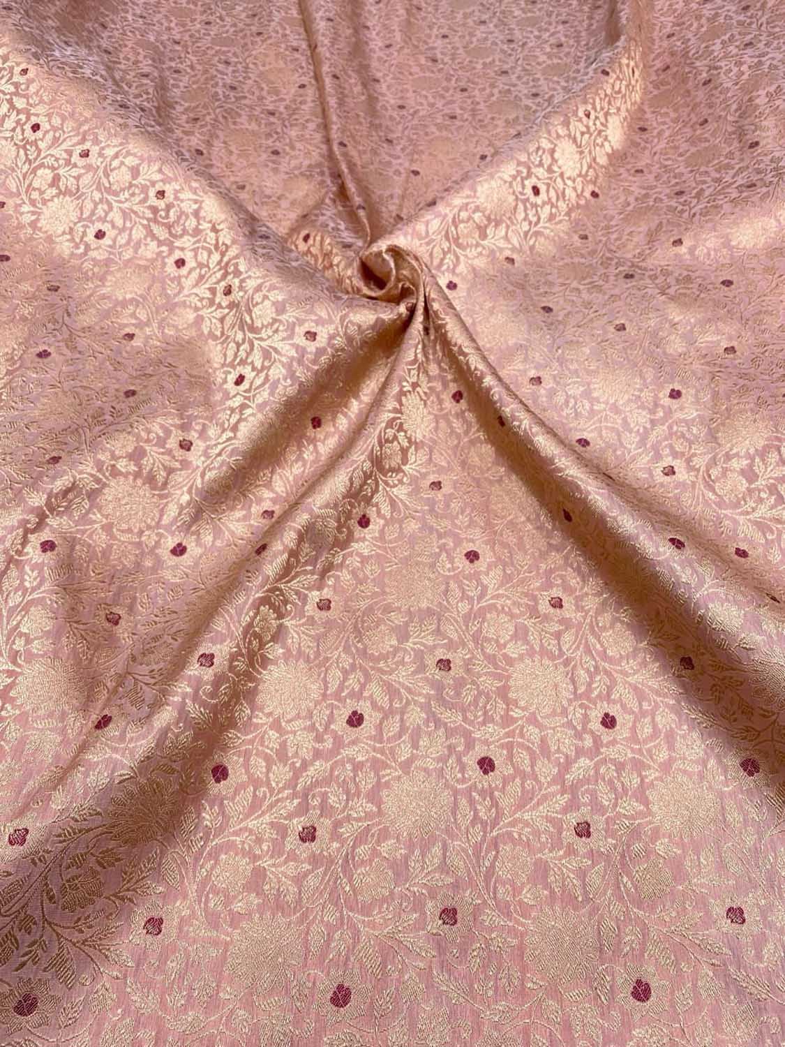 Exquisite Pink Banarasi Meenakari Silk Brocade Fabric ( 5 Mtr ) - Luxurion World