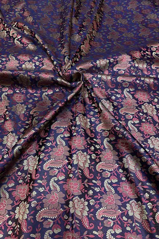Luxurious Purple Banarasi Jamawar Resham Tanchui Silk Fabric ( 2.5 Mtr ) - Luxurion World