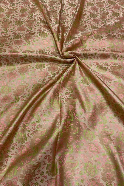 Elegant Pastel Banarasi Jamawar Resham Tanchui Silk Fabric ( 2.5 Mtr ) - Luxurion World