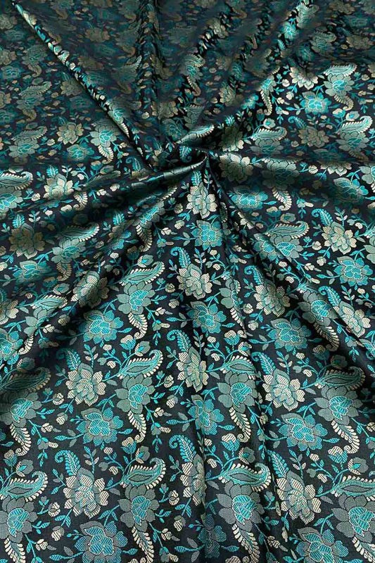 Exquisite Blue Banarasi Jamawar Resham Tanchui Silk Fabric ( 2.5 Mtr ) - Luxurion World