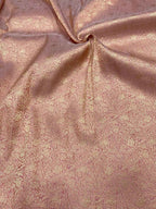 Pink Handloom Banarasi Pure Katan Silk Brocade Double Zari Fabric ( 2.5 Mtr ) - Luxurion World