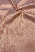 Pink Handloom Banarasi Pure Katan Silk Brocade Double Zari Fabric ( 2.5 Mtr ) - Luxurion World