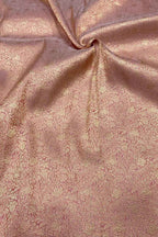Pink Handloom Banarasi Pure Katan Silk Brocade Double Zari Fabric ( 2.5 Mtr ) - Luxurion World