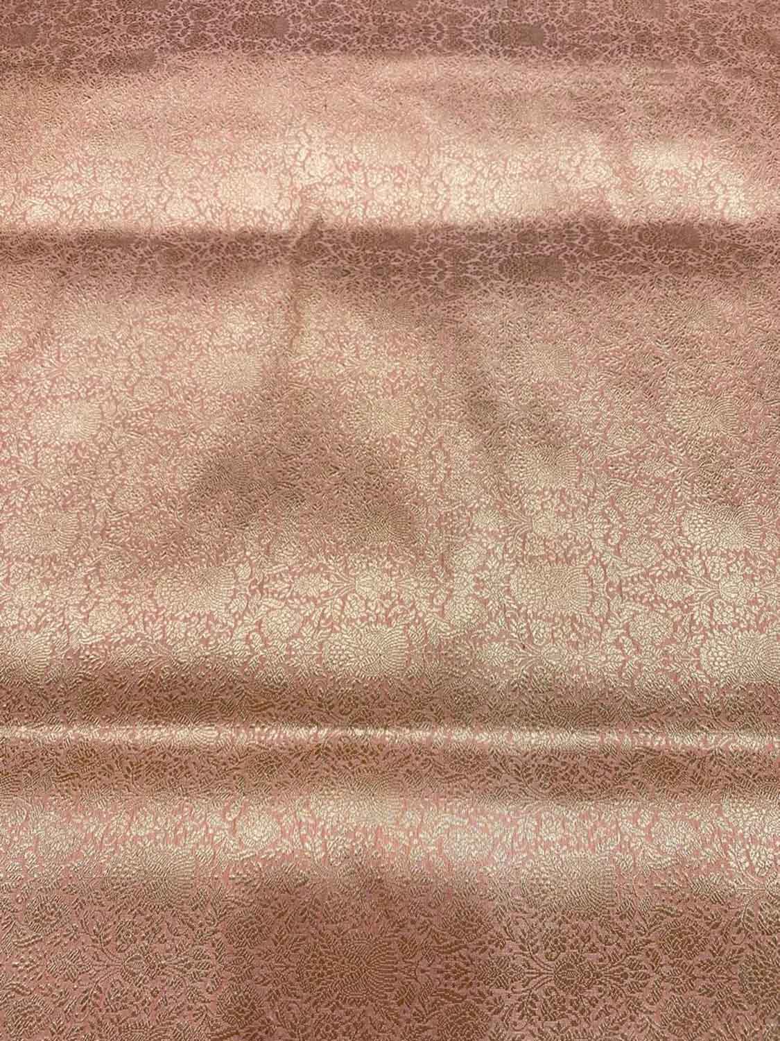 Pink Handloom Banarasi Pure Katan Silk Brocade Double Zari Fabric ( 2.5 Mtr ) - Luxurion World