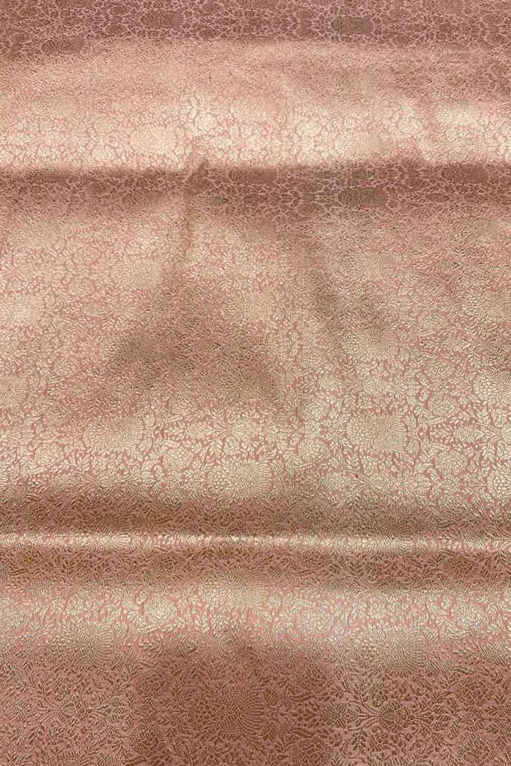 Pink Handloom Banarasi Pure Katan Silk Brocade Double Zari Fabric ( 2.5 Mtr ) - Luxurion World