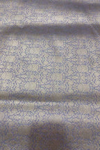 Blue Handloom Banarasi Pure Katan Silk Brocade Double Zari Fabric ( 2.5 Mtr ) - Luxurion World