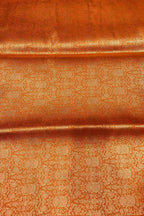Luxurious Orange Handloom Banarasi Pure Katan Silk Brocade Double Zari Fabric ( 2.5 Mtr ) - Luxurion World