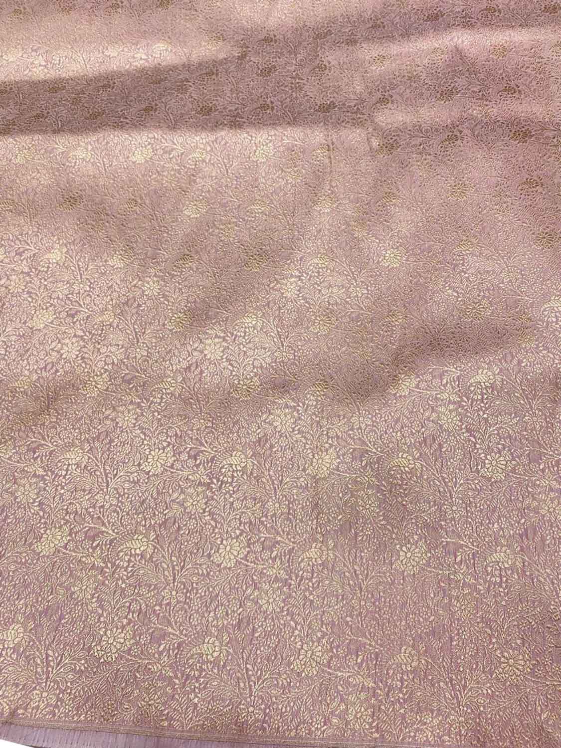 Luxurious Pink Handloom Banarasi Pure Katan Silk Brocade Double Zari Fabric ( 2.5 Mtr ) - Luxurion World