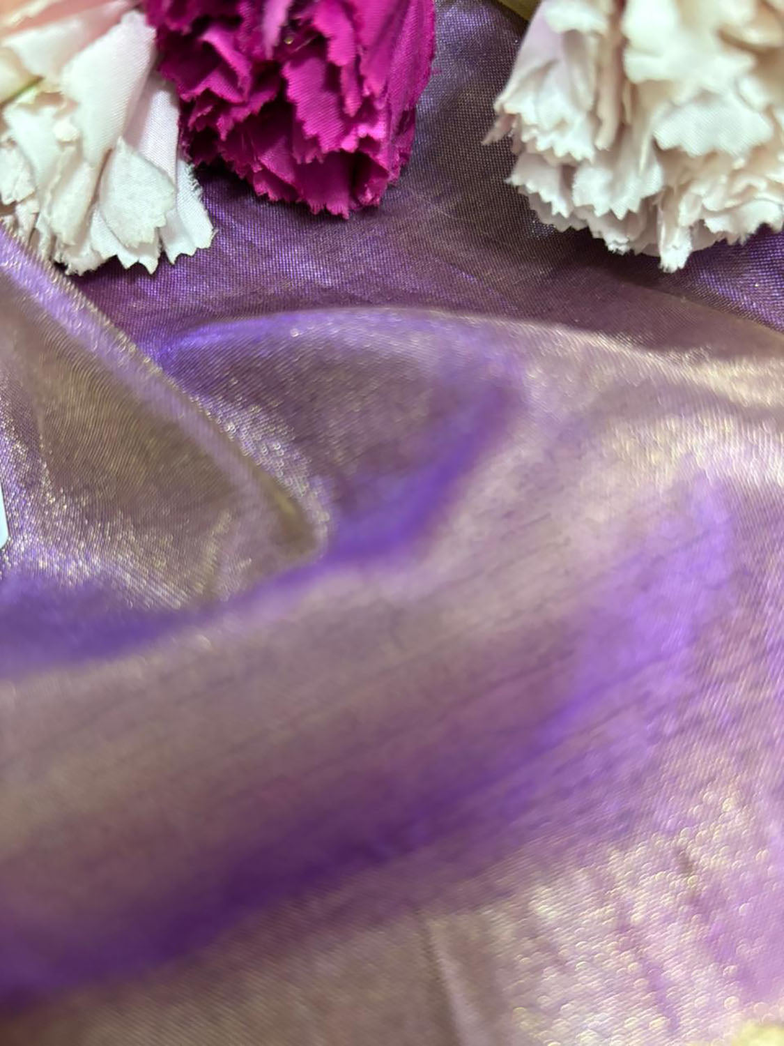 Luxurious Purple Banarasi Tissue Silk Fabric - 1 Mtr - Luxurion World