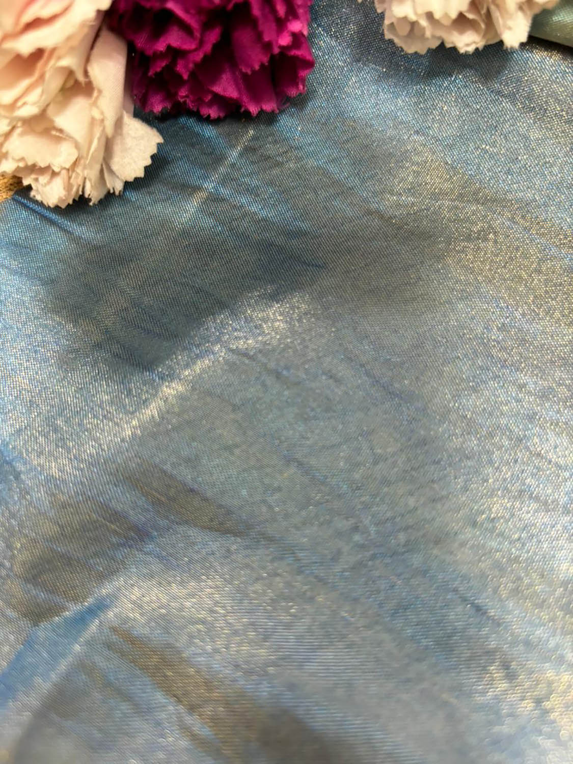 Elegant Blue Banarasi Silk Fabric - 1 Mtr - Luxurion World
