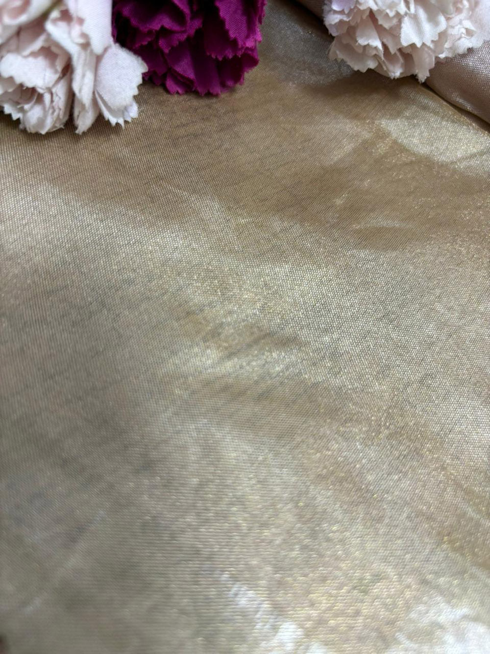 Opulent Golden Banarasi Tissue Katan Silk Fabric - Luxurion World