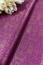 Exquisite Purple Banarasi Silk Antique Zari Fabric ( 1 Mtr ) - Luxurion World