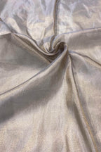 Exquisite Silver Handloom Banarasi Pure Tissue Katan Silk Fabric ( 2.5 Mtr ) - Luxurion World