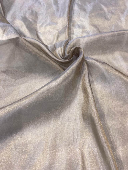 Exquisite Silver Handloom Banarasi Pure Tissue Katan Silk Fabric ( 2.5 Mtr ) - Luxurion World