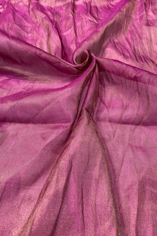 Exquisite Pink Handloom Banarasi Pure Tissue Katan Silk Fabric ( 2.5 Mtr ) - Luxurion World