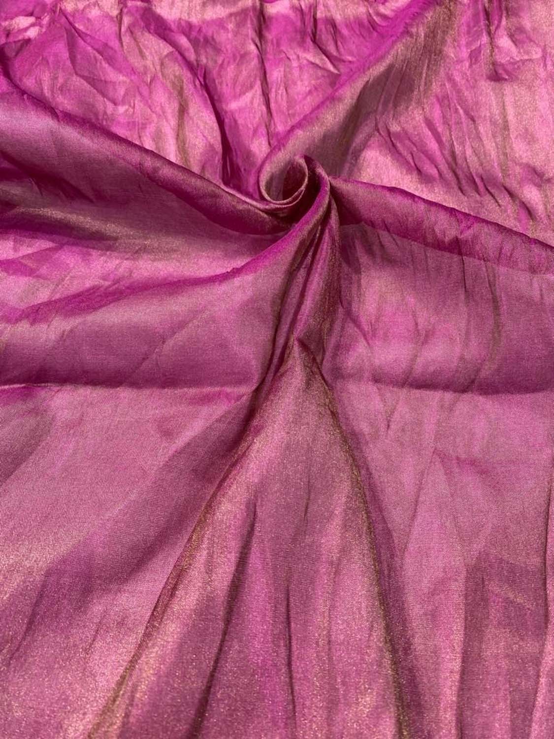 Exquisite Pink Handloom Banarasi Pure Tissue Katan Silk Fabric ( 2.5 Mtr ) - Luxurion World