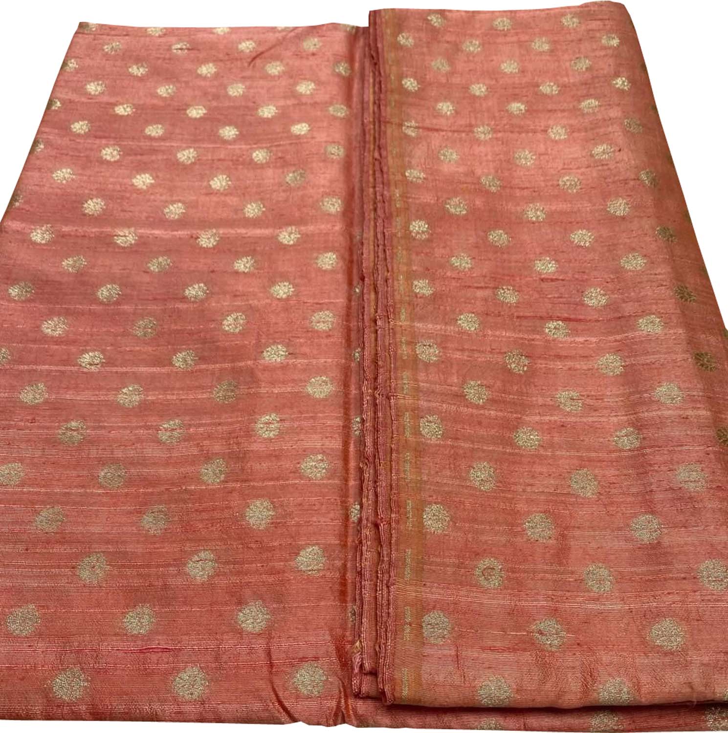 Peach Banarasi Pure Raw Silk Fabric ( 2.5 Mtrs ) - Luxurion World