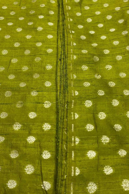 Green Banarasi Pure Raw Silk Fabric ( 2.5 Mtrs ) - Luxurion World