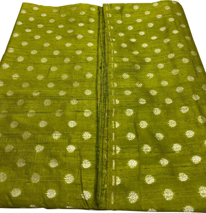 Green Banarasi Pure Raw Silk Fabric ( 2.5 Mtrs ) - Luxurion World