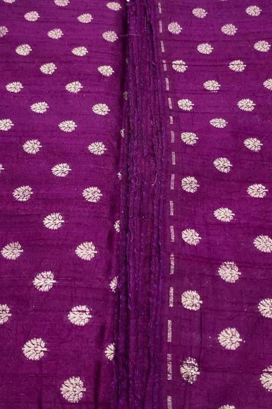 Exquisite Purple Banarasi Pure Raw Silk Fabric ( 2.5 Mtrs ) - Luxurion World
