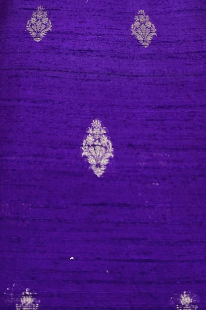 Exquisite Purple Banarasi Pure Raw Silk Fabric ( 2.5 Mtrs ) - Luxurion World