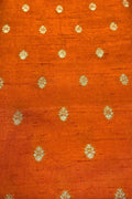 Orange Banarasi Pure Raw Silk Fabric ( 2.5 Mtrs ) - Luxurion World