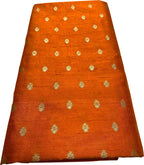 Orange Banarasi Pure Raw Silk Fabric ( 2.5 Mtrs ) - Luxurion World