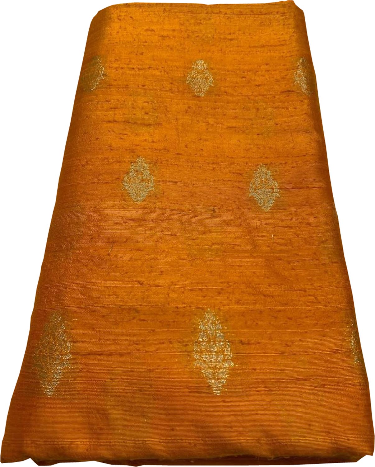 Orange Banarasi Pure Raw Silk Fabric ( 2.5 Mtrs ) - Luxurion World