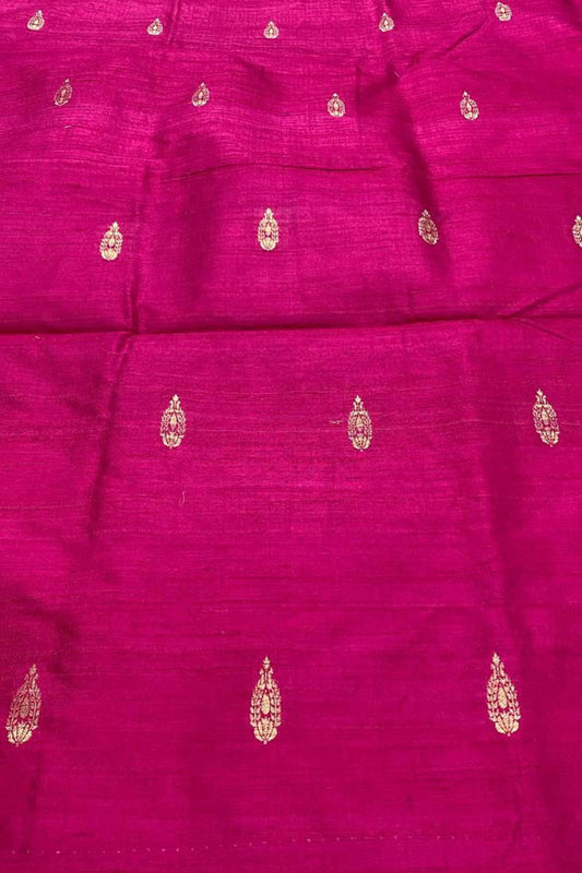 Exquisite Pink Banarasi Pure Raw Silk Fabric ( 2.5 Mtrs ) - Luxurion World