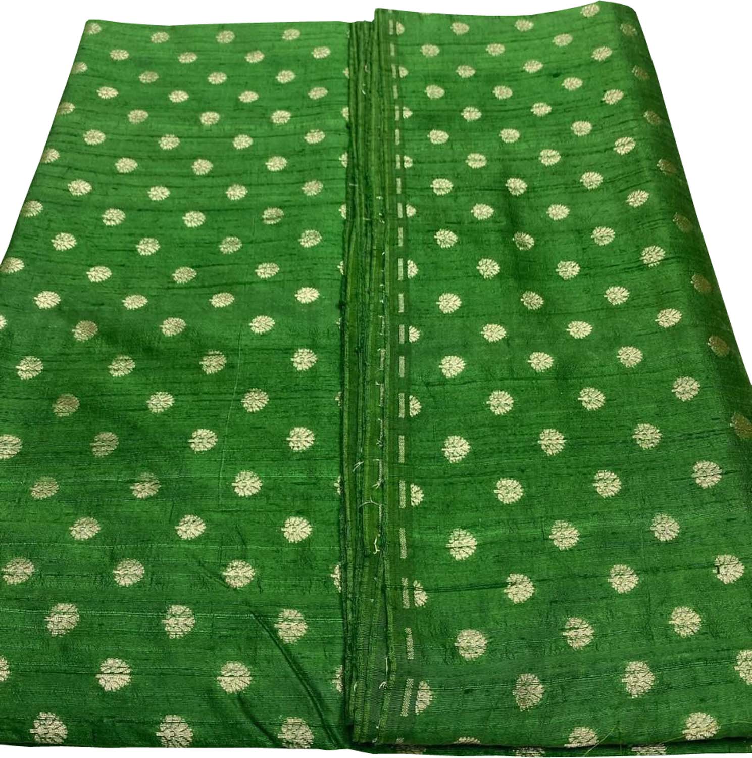 Green Banarasi Pure Raw Silk Fabric ( 2.5 Mtrs ) - Luxurion World