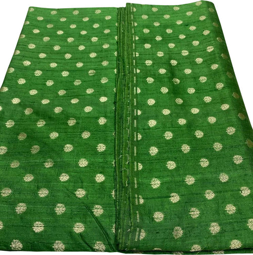 Green Banarasi Pure Raw Silk Fabric ( 2.5 Mtrs ) - Luxurion World