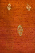 Orange Banarasi Pure Raw Silk Fabric ( 2.5 Mtrs ) - Luxurion World
