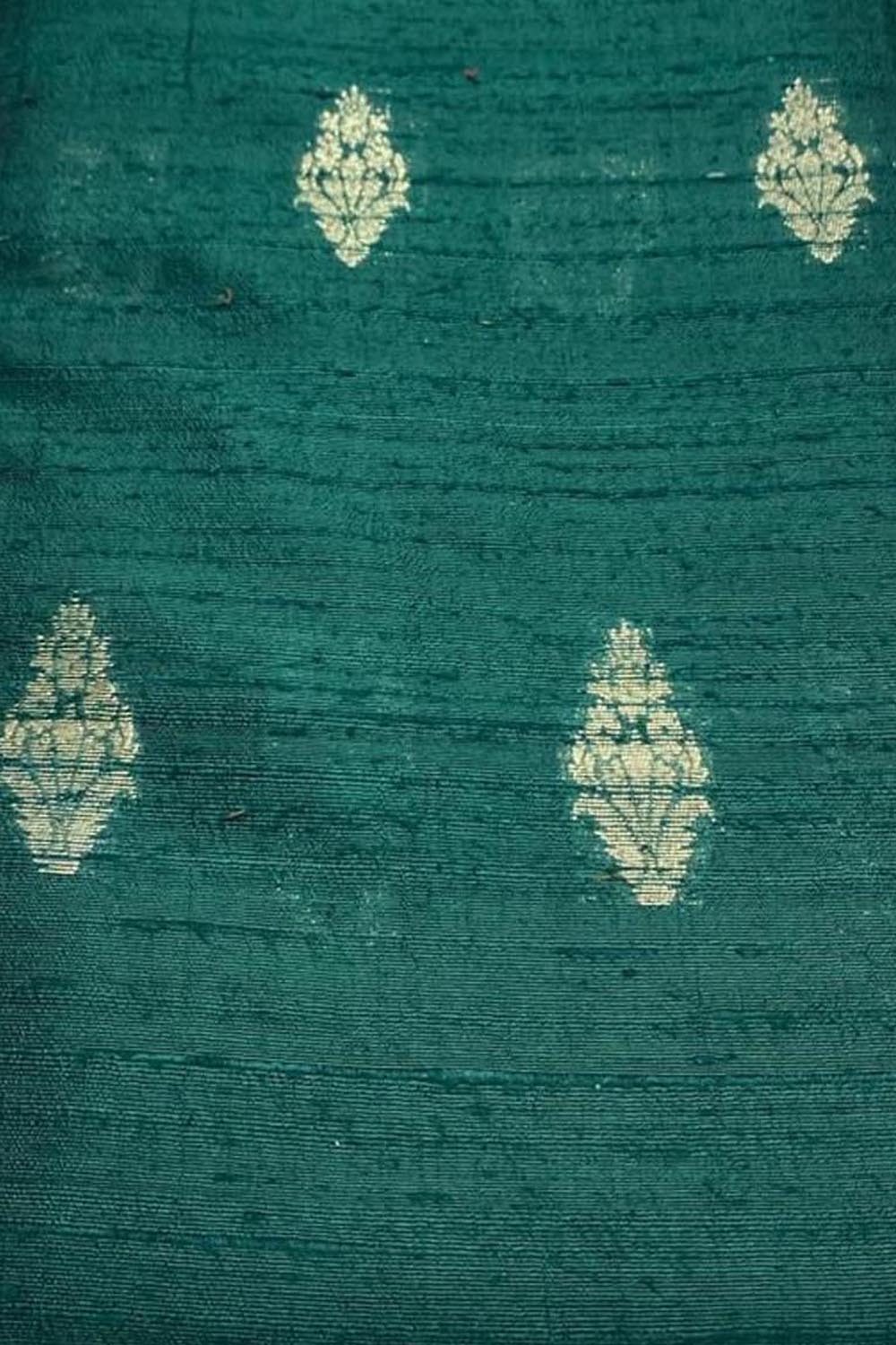 Green Banarasi Pure Raw Silk Fabric ( 2.5 Mtrs ) - Luxurion World