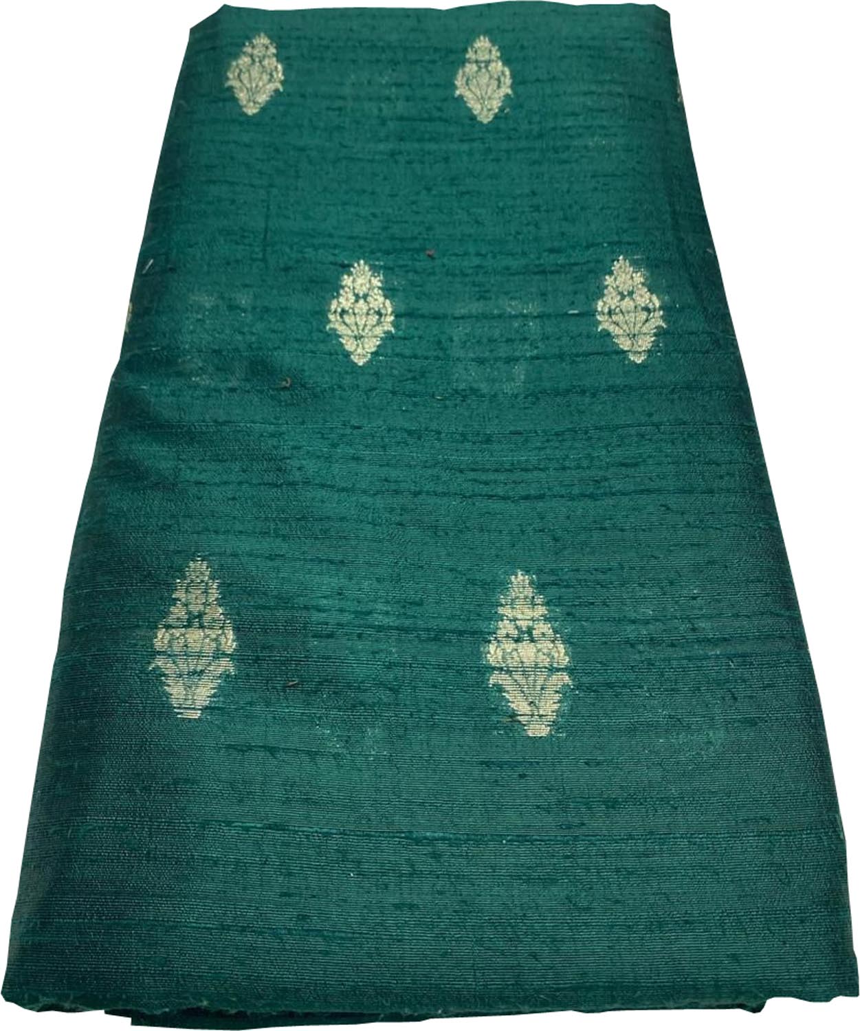 Green Banarasi Pure Raw Silk Fabric ( 2.5 Mtrs ) - Luxurion World