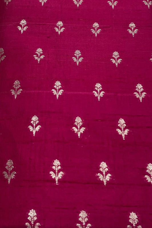 Exquisite Pink Banarasi Pure Raw Silk Fabric ( 2.5 Mtrs ) - Luxurion World