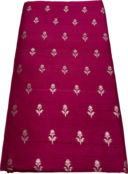 Exquisite Pink Banarasi Pure Raw Silk Fabric ( 2.5 Mtrs ) - Luxurion World